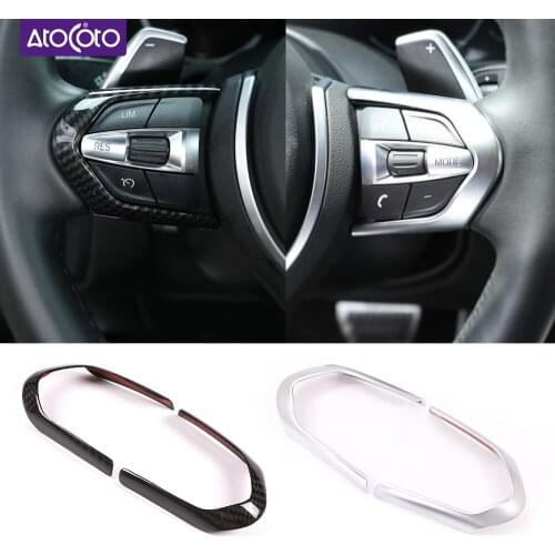 2Pcs Steering Wheel Sticker ABS Chrome Carbon Fiber Decoration Frame Trim For BMW F20 F22 F21 F30 F32 F33 F36 F12 F13 M-Sport
