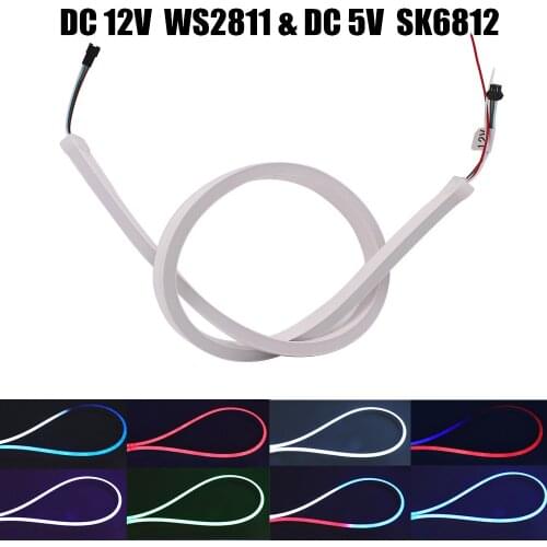 DC 5V SK6812 RGB Neon Strip Waterproof DC12V WS2811 IC Full Color 5050 LED Strip Light Neon Sign Flexible Ribbon Lamp 1m 2m 5m