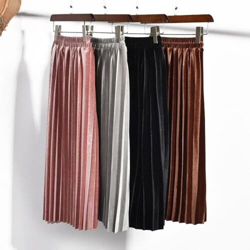 New Brand Fashion 2018 Cute Velvet Child Skirt Kids Pleated Skirt Smooth Skirt Toddlers Children Baby Girls Adult Long Skirts