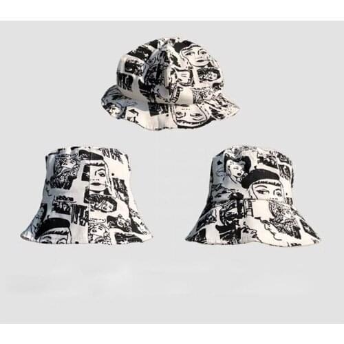 New Harajuku Print Pattern Fashion Holiday Lady Casual Sun Visor Hat For Women Leisure Bucket Boonie Hat Chapeau Femme Hip Hop