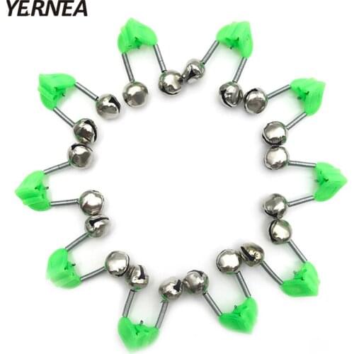 New 100 Pcs/Lot Tip Clip Bells Ring Fishing Rod Bite Alarms Fishing Bells Rod Alarm Clamp Green Plastic Fishing Accessory