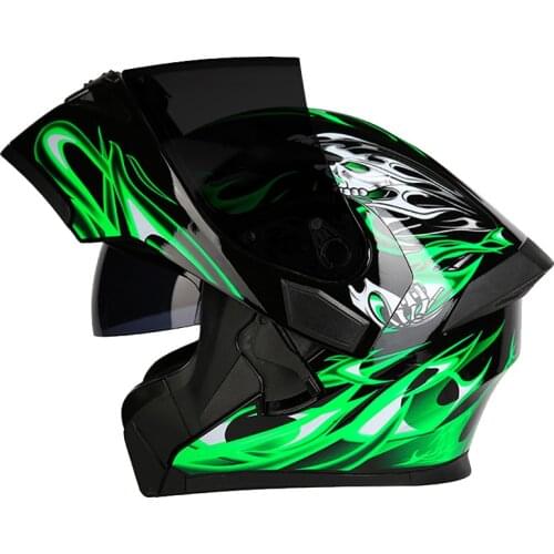 NEW Helmet Flip Up Visor Dual Lens Casco Moto Cool Motorcycle Helmet Full Face Casco Black Motorbike Helmets Modular