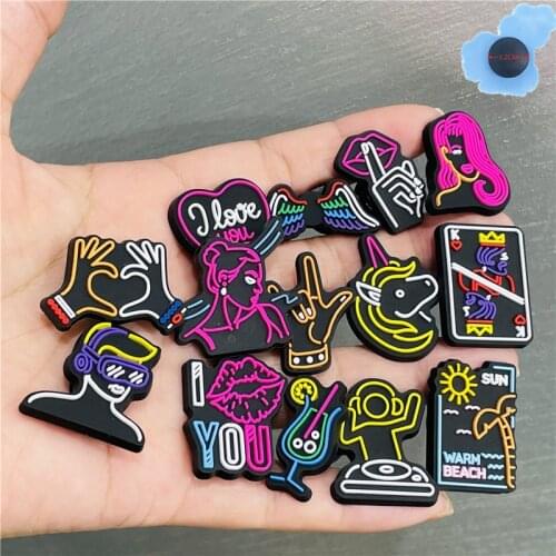 Wholesale 50pcs I Love You Charming Girls Garden Shoes Accessories PVC Shoe Decorations Fit Croc Jibz Charm Backpack