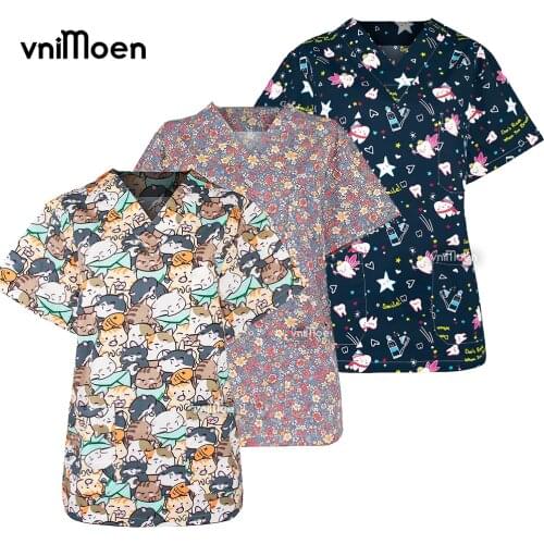 Wholesale high quality cotton scrub tops women nursing uniforms nurse clinic uniform Dentist Surgical gown medical uniforms