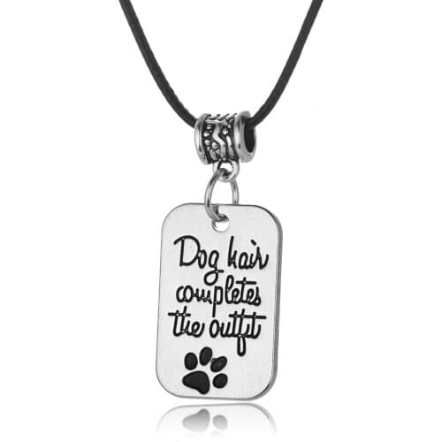 Dog Hair Completes The Outfit Paw Footprint Pendant Necklace For Woman Man Family Love Memorial Cat Pet Animal Lover Birthday