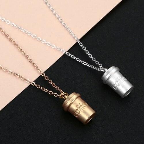 Cxwind New Cute Coffee Cup Pendant Necklaces for Women Men Lovely Coffee Cup Necklace Choker Charm Chain Jewelry Gifts
