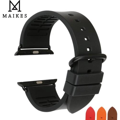 MAIKES Top Quality Sports Fluoro rubber Watch Strap For Apple Watch Band 44mm 40mm 42mm 38mm Series 6 5 4 3 2 iWatch Watchband