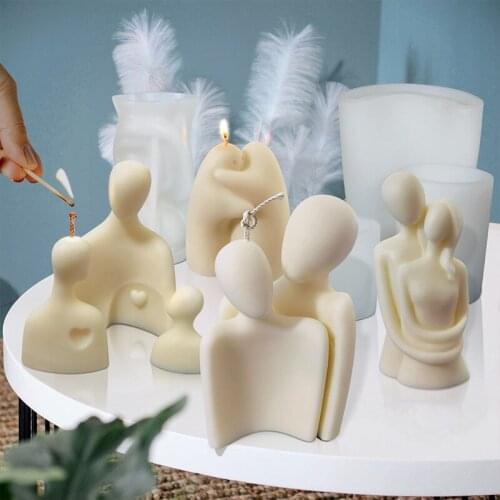 DIY Simple Couple Men And Women Family Scented Candle Silicone Abstract Humanoid Resin Soap Clay Molds For Handmade Tools