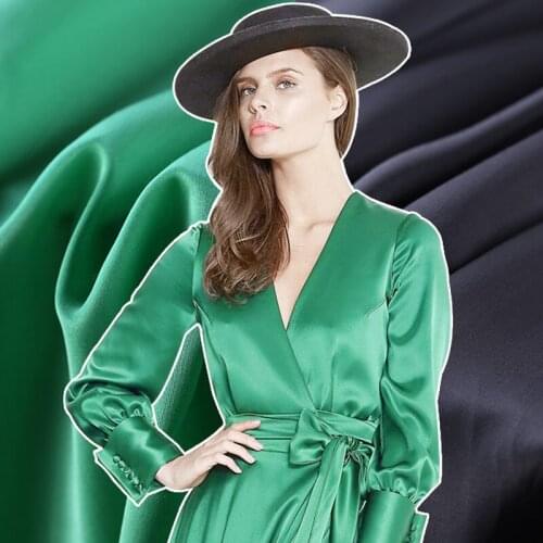 138CM Wide 16MM Solid Color Grey Green Thin Silk Cotton Satin Fabric for Summer Dress Clothes Shirt Skirt B006