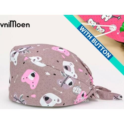 Hat medical Wholesale Cotton Adjustable Pet Work Hats Dust Cap Nursing Cap Elastic Beauty Hats Beauty Salon Baotou Scrubs Hats