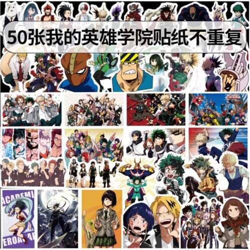 50Pcs/Lot My Hero Academia Stickers Classic Japan Anime Sticker Modern Popular Laptop Luggage Fridge Car Skateboard Phone Decal