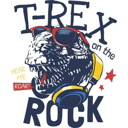 Musical dinosaur Thermal Transfer Patches T-shirt Dresses Novelty Design Patch For Clothing Cartoon Design Iron On