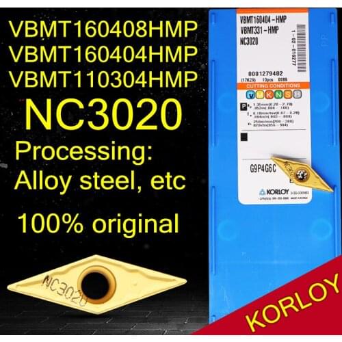 VBMT110304HMP VBMT160404HMP VBMT160408HMP NC3020 100% original KORLOY Carbide insert Processing: alloy steel, etc