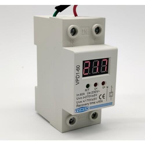 TOMZN VPD1 40A 60A 220V reconnect over and under voltage protection protective device relay with Voltmeter voltage monitor