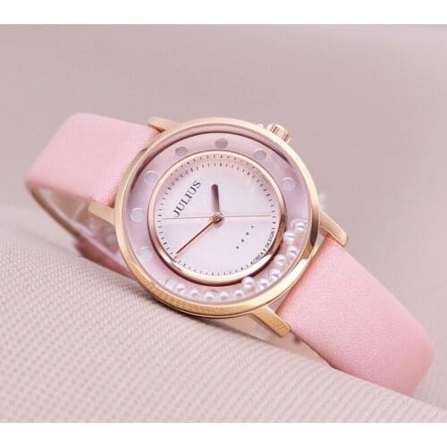 Lady Womens Watch Japan Quartz Fine Fashion Hours Moving Beads Bracelet Real Leather School Girl Birthday Gift Julius No Box