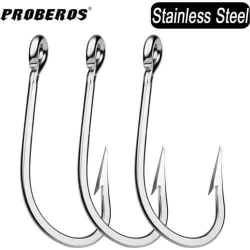 PROBEROS 1Pack Saltwater Fishing Hooks 6/0-7/0-8/0-9/0-10/0-11/0-12/0# Sword Hooks Stainless Steel Fishhooks Jigging Hooks
