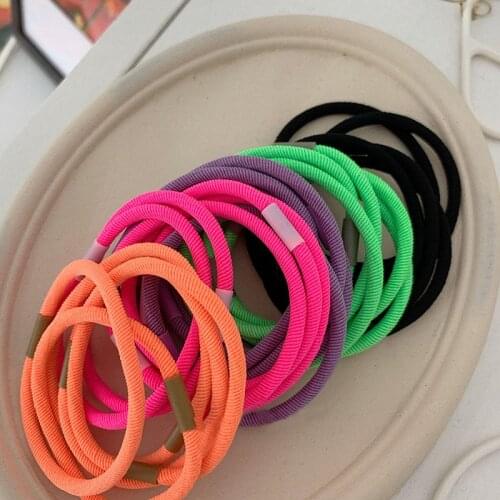 10pcs Bright Color Simle Elastic Hair Bands High Stretch Oblique Thread Hair Ties Colorful Ponytail Holder Rope Women Scrunchies