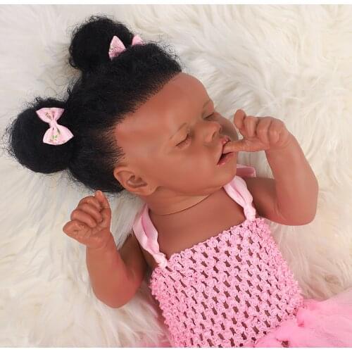 17inches African American baby soft full body silicone100% hand-made detailed painting collectibles rebborn doll