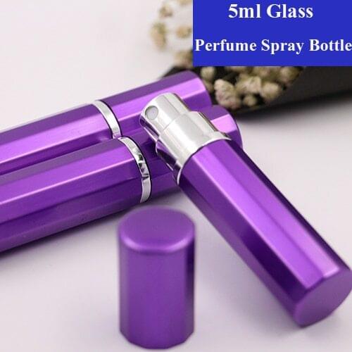 5ml 5/10/15/20/30pcs Purple Top Grade Mini Portable Travel Refillable Bottles Perfume Atomizer Bottle For Spray Scent Pump Case