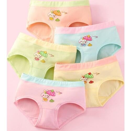 5PCS Big Girl Underwears Baby Candy Colors Panties 3D Printed Kids Underpant Teens Young Thong Princess Sweet Briefs Wholesale