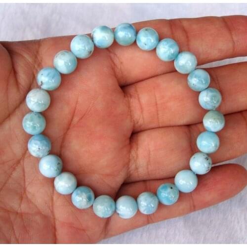 Free Shipping Natural Larimar Round 7.5mm Beads Bracelet Women Jewelry Accessories Weddings Parties Birthday Gift
