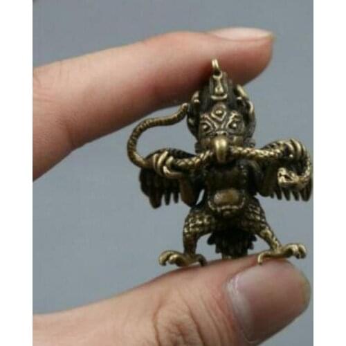 1.6"Curio Nepal Tibetan Buddhism Bronze Garuda Dhwaja Bird Buddha Amulet Pendant