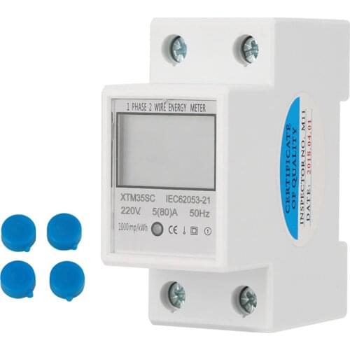 Digital 2P DIN-Rail Electric Meter 5(80)A 1-phase 2 Wire Electronic KWh Meter Din Rail Energy Meter 220V Tool discount