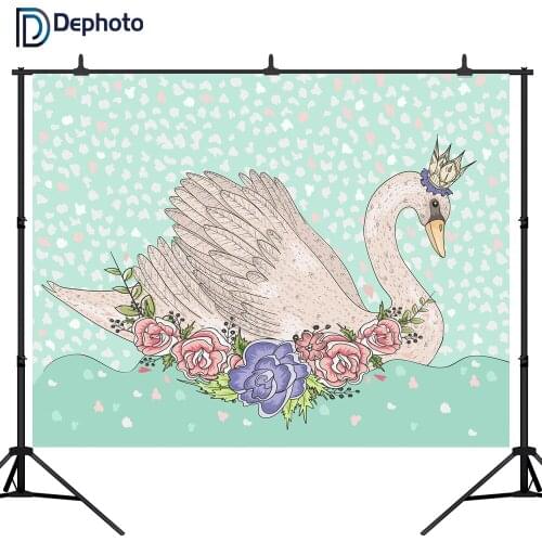 DePhoto Swan crown flowers baby shower children Photo Backdrop Printed indoor professional Photographic Studio Backgrounds