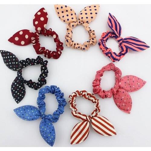 20pcs/lot Rabbit Ears Hair band Children Kids Hair Accessories Scrunchies Baby Girl Elastic Hair Band for Women Girl Rubber Band