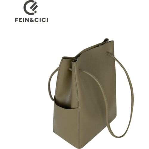 Designer PU leather shoulder bag bucket totes handbag women summer large capacity bag pink grey color