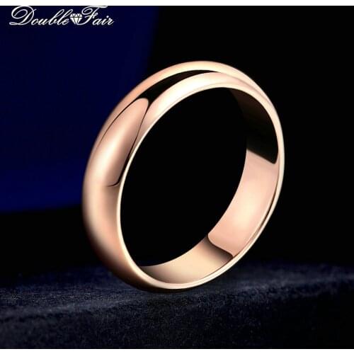 Double Fair Simple Design Couple Round Rings Rose Gold/Silver Color Fashion Wedding Jewelry For Men&Women Lover HotSale DFR049