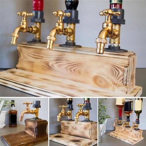 FatherS Day Liquor Alcohol Whiskey Wood Dispenser Faucet Shape Party Dinners Bars Beverage Stations Beer Pot Bar Accessories