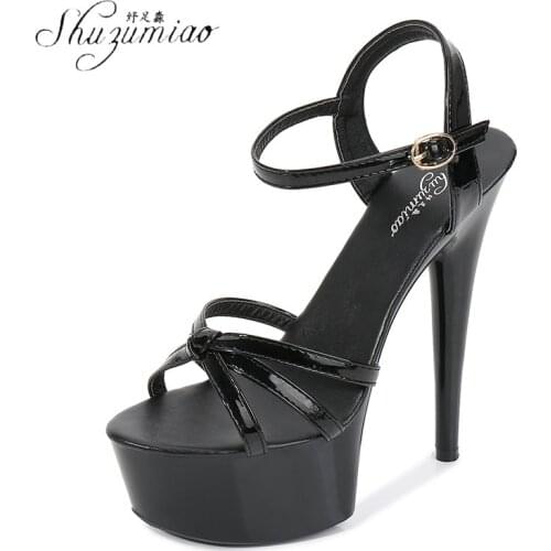 HOT Female Sandals Nightclub Catwalk Pole Dance Shoes Sexy Super High Heel 15CM Women Sandals Waterproof Platform Wedding Shoes