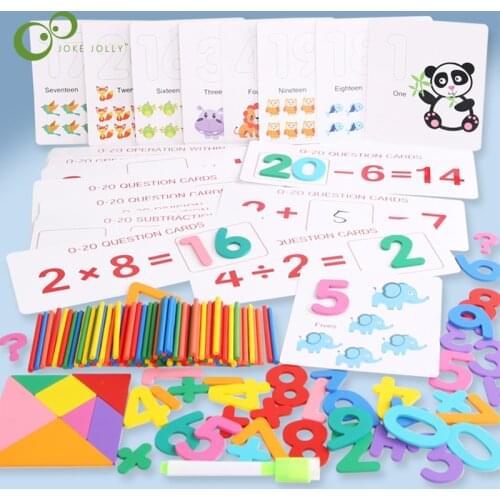 Montessori Toys For Children Mathematics Kids Early Educational Toys Counting Wooden Sticker Kids Number Cognition Birthday Gift