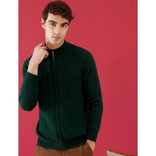 2018 New Autumn Winter Slim Fit Cardigan With Zipper Cashmere Sweater