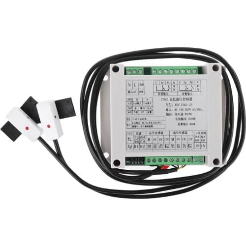 High Low Water Liquid Level Controller Automatic Water Pump Level Monitor AC 95-265V with 2 Non-Contact Sensor