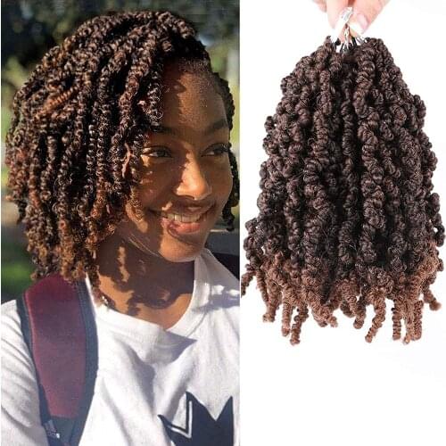 10 inch Short Curly Spring Pre-twisted Braids Synthetic Crochet Hair Ombre Crochet Twist Braids Fluffy Curly Twist Braiding