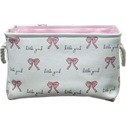 Girl Bowtie Print Laundry Basket Socks Sundries Storage Organizer Container