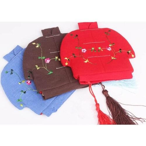 Creative Embroidered Clothes Jewelry Gift Bags Storage Tassel Cotton Linen Chinese Bracelet Pendant Necklace Packaging Pouch