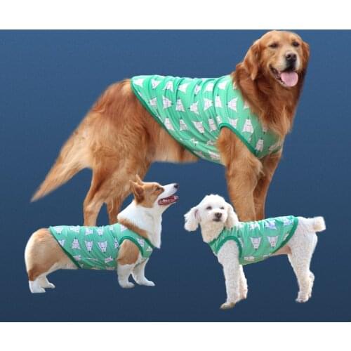Summer Cool Cartoon Big Dog Vest Thin and Light Breathable Golden Retriever Husky Large Dog Pet Sleeveless T-shirt Dog Shirts