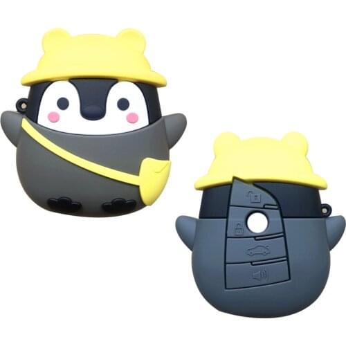 Cute Car Key Fob Cover with Leather Keychain Blade Shape Soft Surface Leather Grain Key Case Shell for New BMW 1 3 5 7 Series