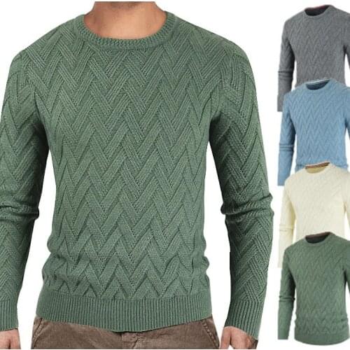 2020 Classic Solid Color Thick Mens Winter Sweater Acrylic Round Neck Korean Top Pullover Retro Casual Knit Sweater For Men