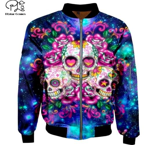 Men 3d winter Bomber Jackets native indian Skull Print autumn zipper galaxy Flight Jacket casual unisex Harajuku halloween coat
