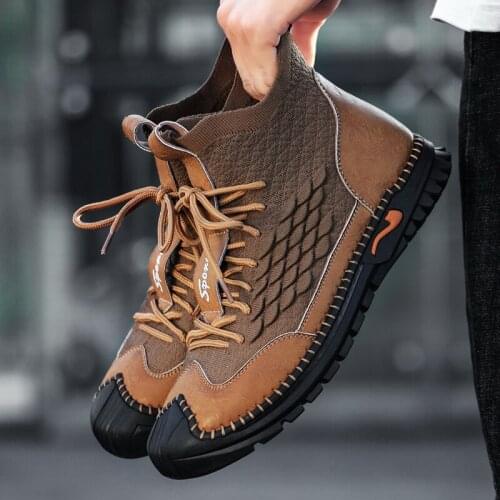 Hot Sale Outdoor Mens Boots Street Mens Sneakers Breathable Ankle Boots Walking Punk Fashion High Quality Mens Hiking Shoes