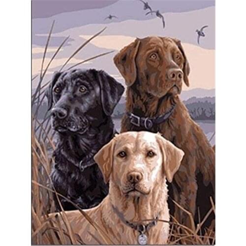 Animal Dog Labrador DIY Embroidery 11CT Cross Stitch Kits Needlework Craft Set Printed Canvas Cotton Thread Home Room