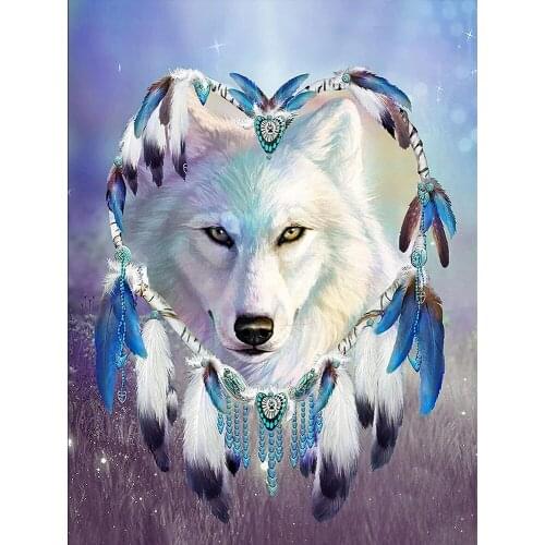 Animal Dream Catcher Wolf 14CT Cross Stitch DIY Embroidery Set Handicraft Needlework Handiwork Knitting Promotions Mulina Design