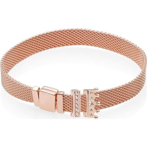 NEW 100% 925 Sterling Silver Reflexions Bracelet Set Rose Gold Crown Elegant Fit European DIY Original Charm Bead Jewelry Gift