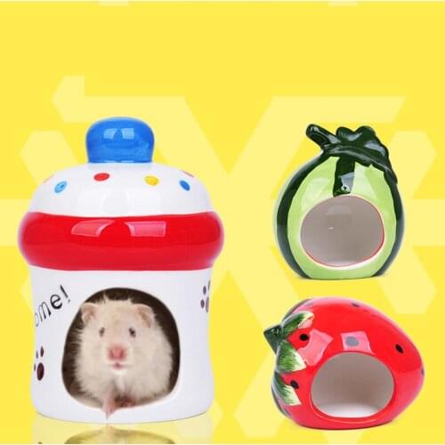 New Ceramic House Summer Nest Hammok Hamster Eat Fruit Shape Sleeping Bed Hedgehog Squirrel Guinea Pet Accessories