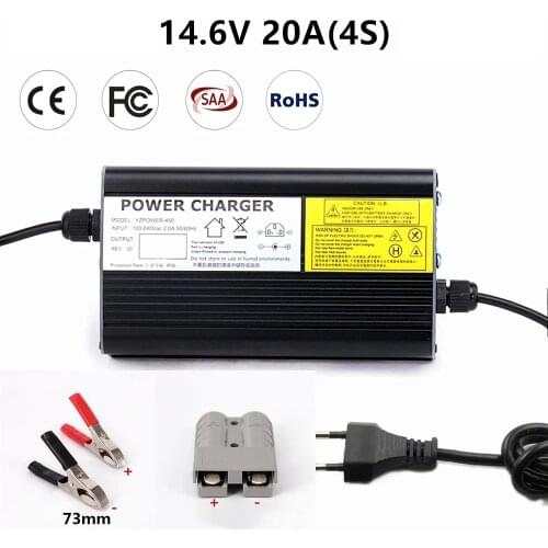 NEW 4S 12.6V 20A Lifepo4 Battery Fast Charge For 12V 100AH LiFePO4 Battery Pack White Aluminum shell With fan