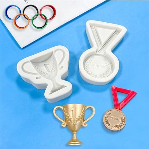 Olympic Style Trophies Medals Baking Mold Silicone Cake Mold Ice Cube Chocolate Molds Cake Decorating Tools Epoxy Resin Moulds